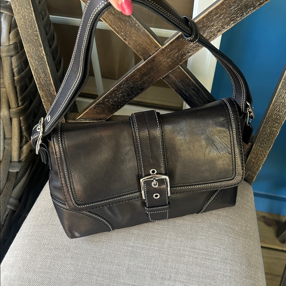 Coach Hampton elegant black leather buckle bag y2k F1260 hobo - Picture 12 of 15